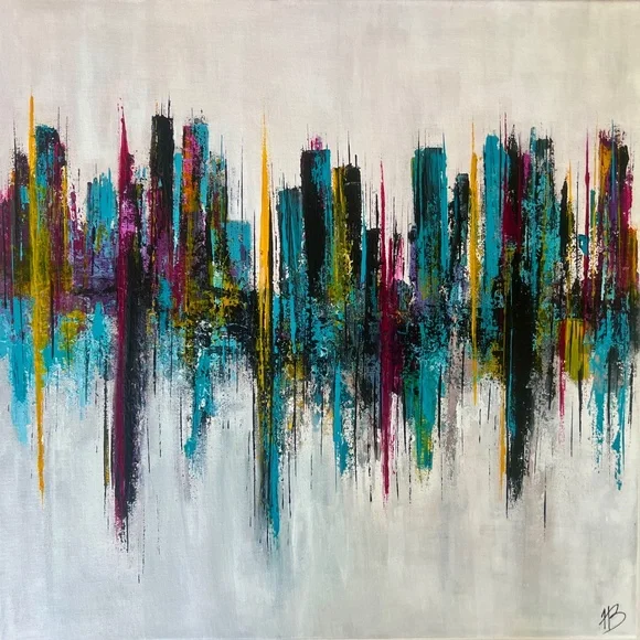 City Lines - Abstract Acrylic Texture Painting20x20 CanvasColorful Art